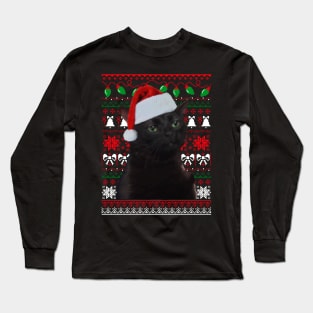 Zoning Out Cat Meme - Ugly Xmas Sweater Long Sleeve T-Shirt